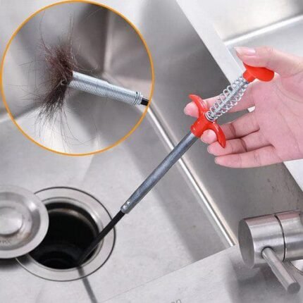 Stainless Steel Hair Catching Drain Cleaning Wire Spring [90cm] Sink Cleaning Stick